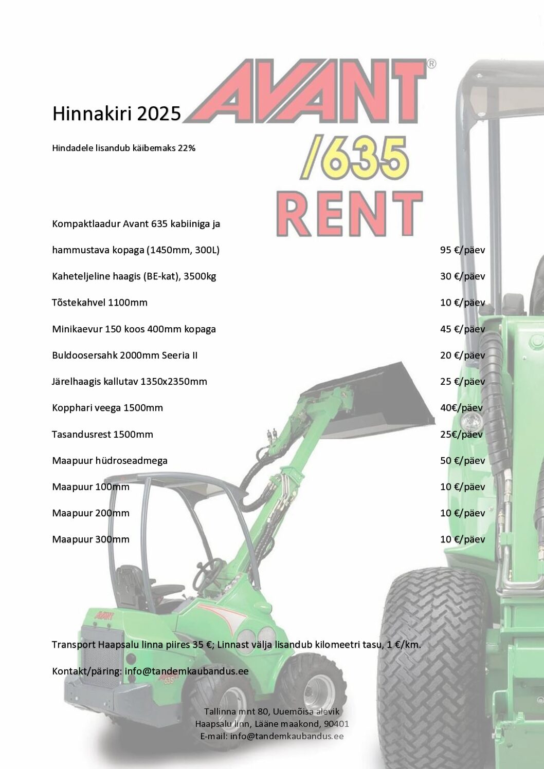 KOMPAKTLAADUR AVANT 635 (KABIINIGA), RENT